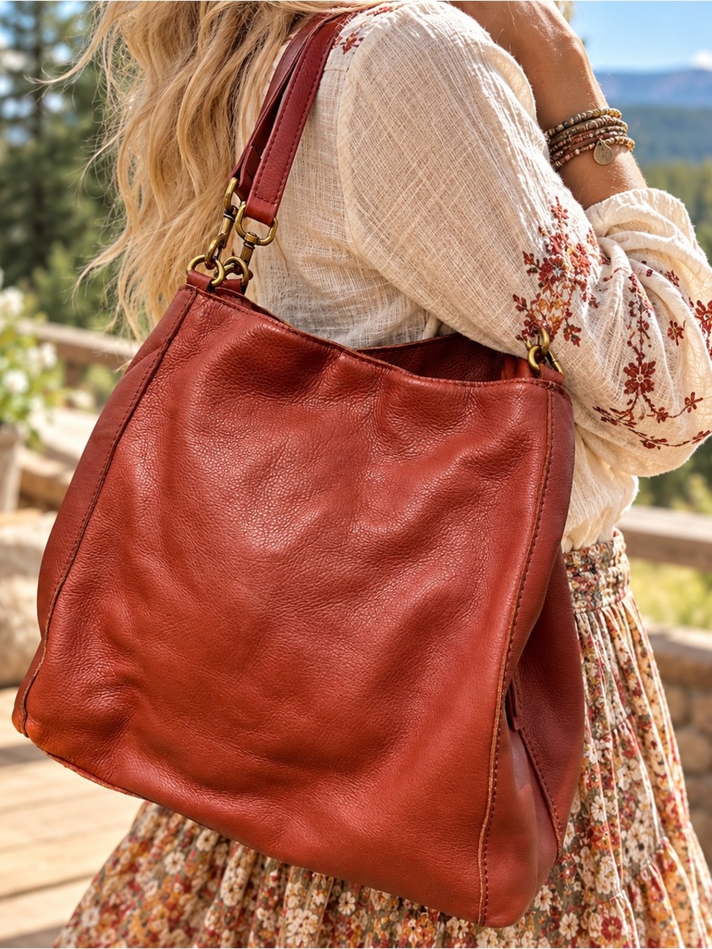 American Leather Co. Genuine Leather Hobo Shoulder Bag Buttery Soft, EUC